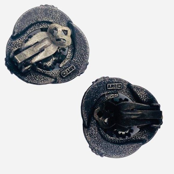 Signed ART ( Art-Mode) Heraldic Style Jeweled Earrings - Picture 3 of 4